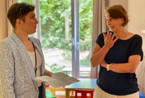 Marie J&iacute;lkov&aacute; na n&aacute;v&scaron;těvě dětsk&eacute; skupiny Palouček v Brně-střed.&nbsp;
