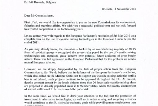 Zněn&iacute; v&yacute;zvy nov&eacute;mu eurokomisaři Vellovi.